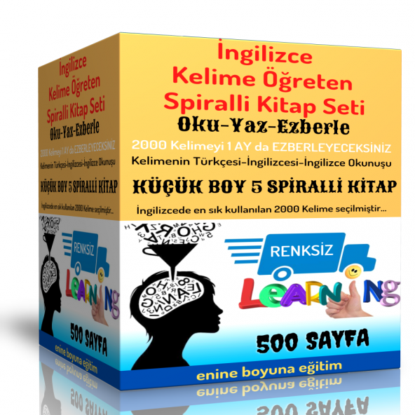 İngilizce Kelime Öğreten Kitap Seti (Küçük BOY 5 Spiralli Kitap) - Renksiz ürün görseli 1