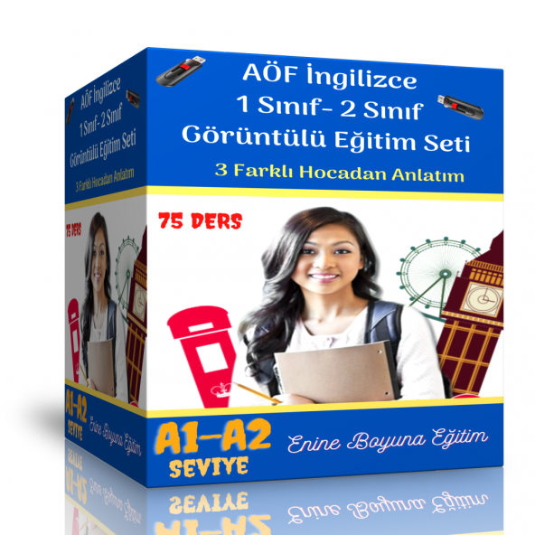AÖF Tüm Sınıflar İngilizce Görüntülü Eğitim Seti (75 Ders Videosu) ürün görseli 1