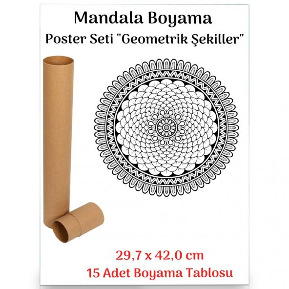 Mandala Poster Tablosu Geometrik Şekiller 15 Adet (30 cm x42 cm) ürün görseli 1