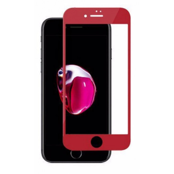 Apple İphone 7-8 Kırmızı Ekranı Tam Kaplayan 5D Cam Ekran Koruyucu ürün görseli 1