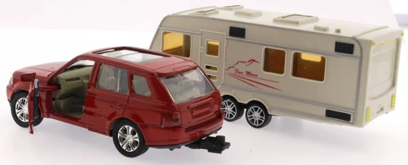 Kırmızı Metal Araçlı Karavan Mk1021 - Resim 3