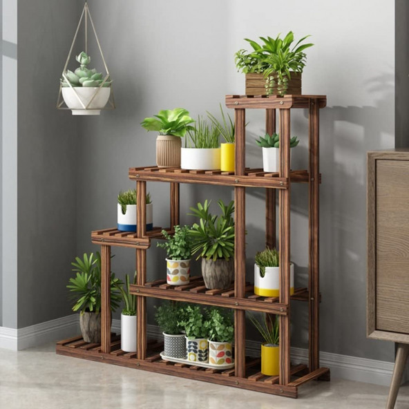 Eskitme Ahşap Dekoratif Çiçeklik Saksılık Balkon Bahçe Standı ürün görseli 1
