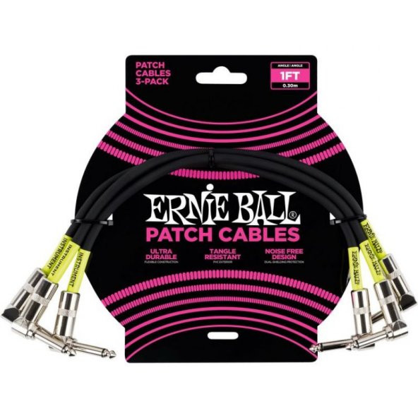 ERNIE BALL P06075 1ft / 3lü Paket Siyah Kablo ürün görseli 1
