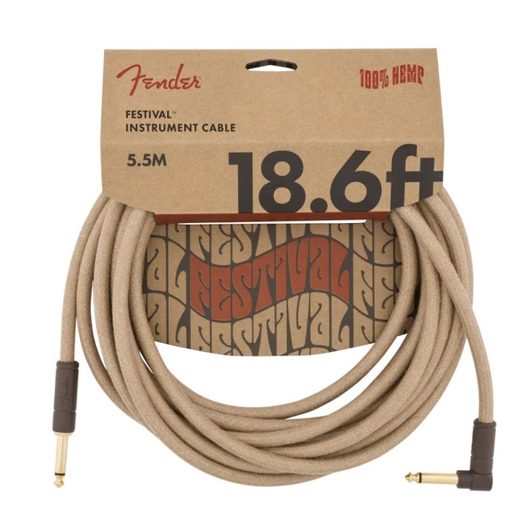 Fender Festival Düz/L Uçlu 5m Pure Hemp Natural Enstrüman Kablosu ürün görseli 1