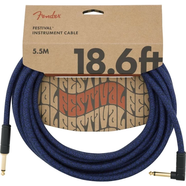 Fender Festival Düz/L Uçlu 5m Pure Hemp Mavi Dream Enstrüman Kablosu ürün görseli 1