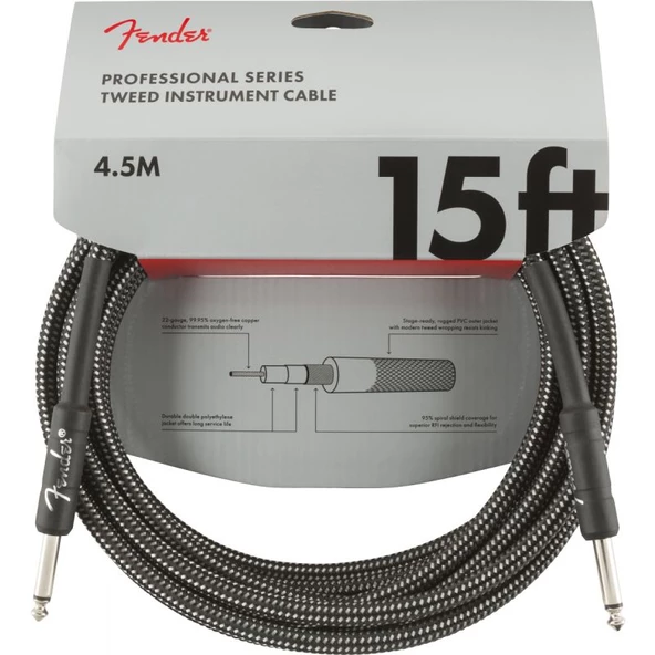 Fender Professional 4m Gri Tweed Enstrüman Kablosu ürün görseli 1