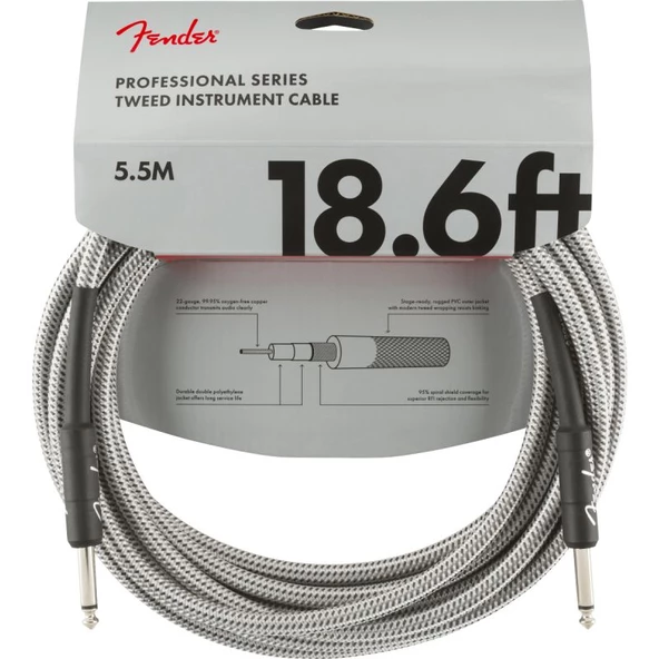 Fender Professional 5m Beyaz Tweed Enstrüman Kablosu ürün görseli 1