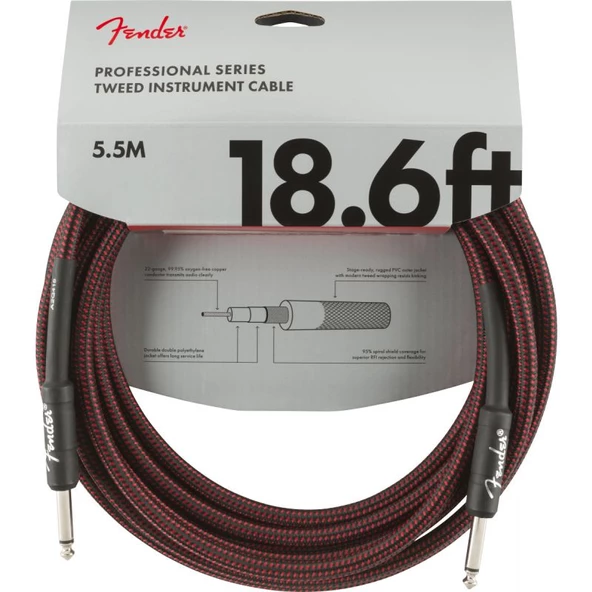 Fender Professional 5m Kırmızı Tweed Enstrüman Kablosu ürün görseli 1