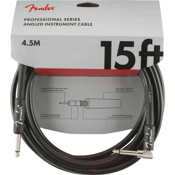 Fender Professional Düz/L Uçlu 4m Siyah Enstrüman Kablosu ürün görseli 1