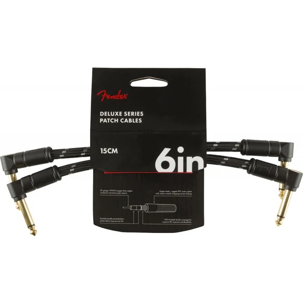 Fender Deluxe 2-Pack L/L Uçlu 15cm Siyah Tweed Patch Kablosu ürün görseli 1