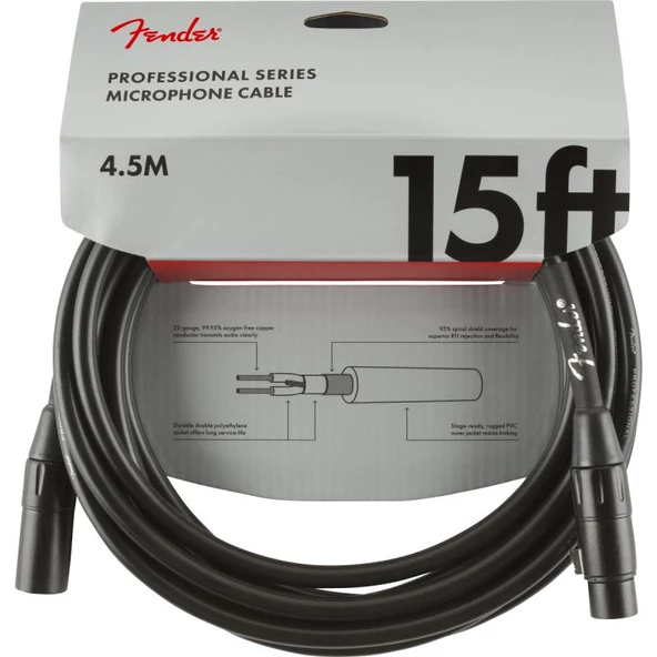 Fender Professional 4m Siyah Mikrofon Kablosu ürün görseli 1