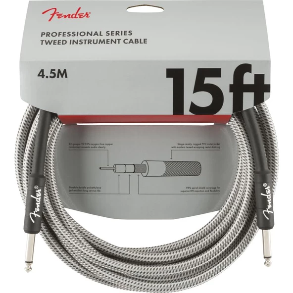 Fender Professional 4m Beyaz Tweed Enstrüman Kablosu ürün görseli 1