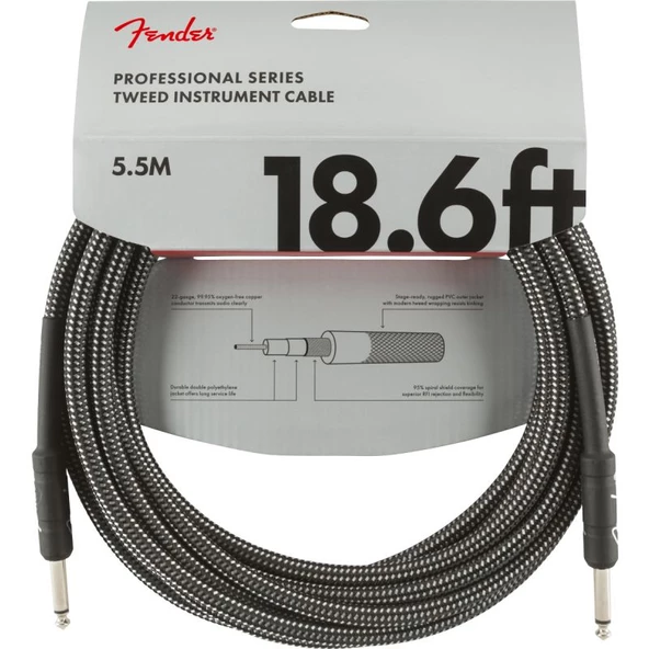 Fender Professional 5m Gri Tweed Enstrüman Kablosu ürün görseli 1