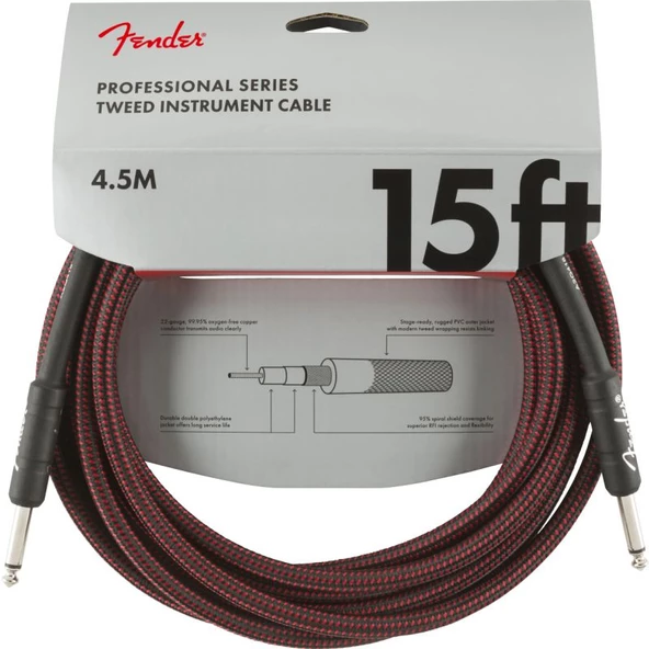 Fender Professional 4m Kırmızı Tweed Enstrüman Kablosu ürün görseli 1