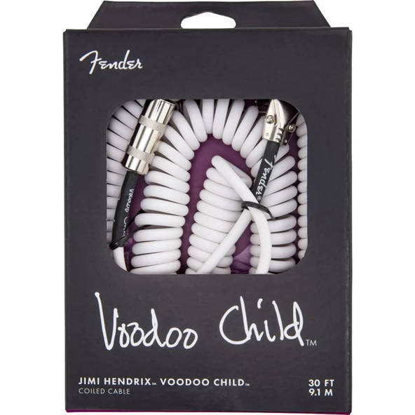 Fender Hendrix Voodoo Child Coil Düz/L Uçlu 9m Beyaz Enstrüman Kablosu ürün görseli 1