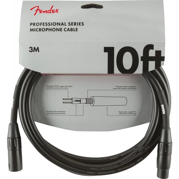 Fender Professional 3m Siyah Mikrofon Kablosu ürün görseli 1