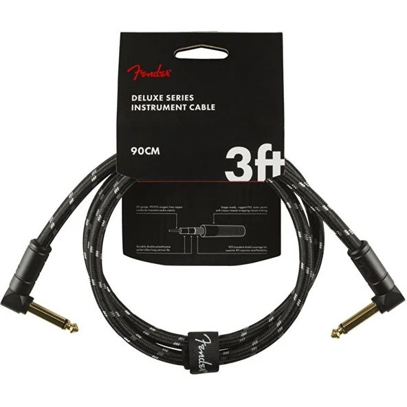 Fender Deluxe L/L Uçlu 90cm Siyah Tweed Patch Kablosu - Resim 2