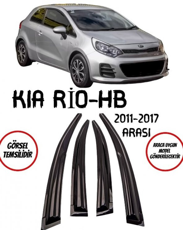 Kia Rio HB 2011-2017 Arası Cam Rüzgarlığı 4lü Takım ürün görseli 1