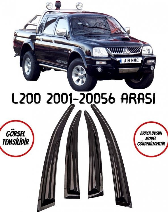 Mitsubishi L200 Cam Rüzgarlığı 4lü 2001-2006 Arası ürün görseli 1