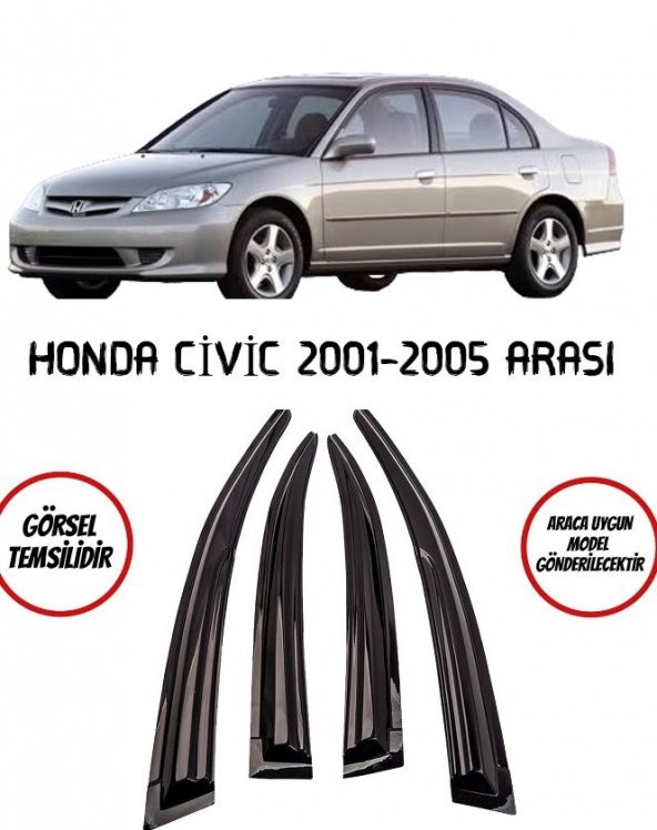 Honda Civic Cam Rüzgarlığı 4lü 2001-2005 Arası ürün görseli 1