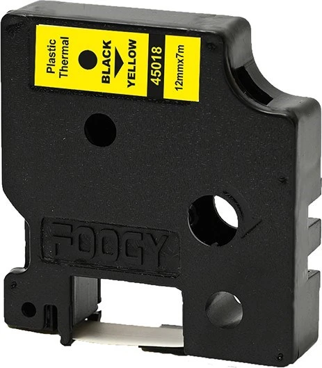 Foogy Dymo D1 Etiket Muadili 12 MMx 7 M Sarı-Siyah ürün görseli 1