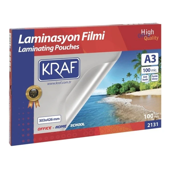 Kraf Laminasyon Filmi Parlak A3 100MIC 100lü 2131 Ücretsiz Kargo ürün görseli 1