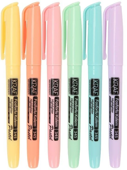 Kraf Fosforlu Kalem Pastel Kalem Tipi 6lı ürün görseli 1