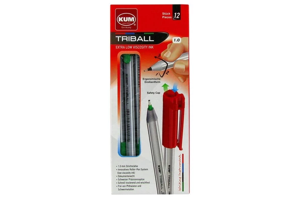 PENSAN TRIBALL TÜKENMEZ KALEM 1MM KIRMIZI 12Lİ PAKET ürün görseli 1