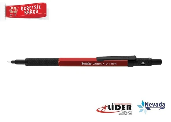 SCRIKSS VERSATİL KALEM METAL GRAPH-X 0,7MM KIRMIZI ÜCRETSİZ KARGO ürün görseli 1