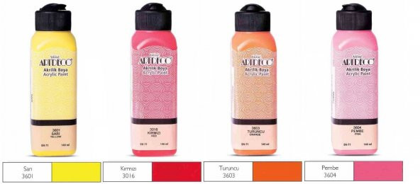 ARTDECO AKRİLİK BOYA 140 ML SICAK RENKLER 4LÜ ÜCRETSİZ KARGO ürün görseli 1