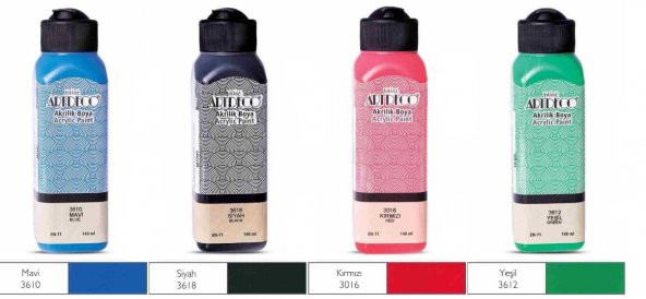 ARTDECO AKRİLİK BOYA 140 ML CANLI RENKLER 4LÜ ÜCRETSİZ KARGO ürün görseli 1