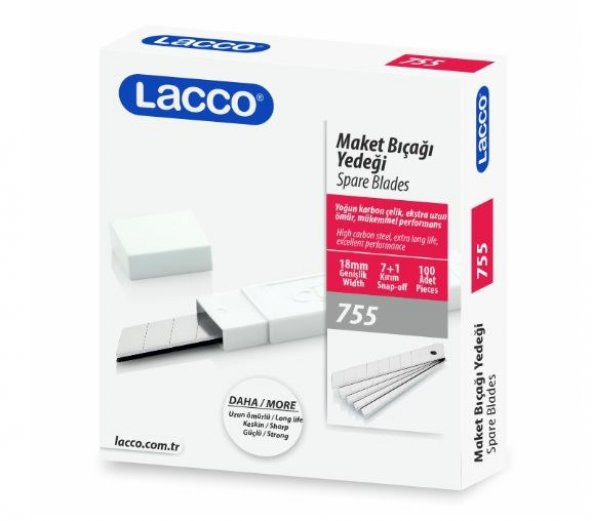Lacco Geniş Maket Bıçağı Yedeği 18Mm 100 Adet ürün görseli 1