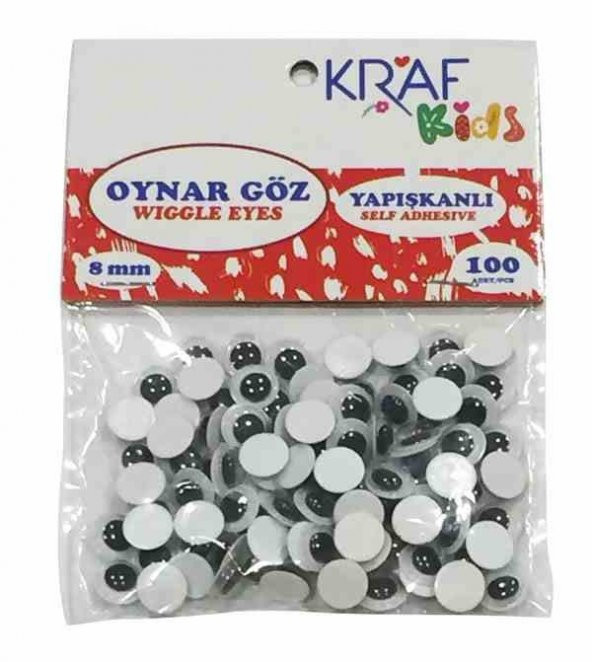 5 PAKET OYNAR GÖZ YAPIŞKANSIZ 8 MM 100 LÜ KK65 ÜCRETSİZ KARGO ürün görseli 1