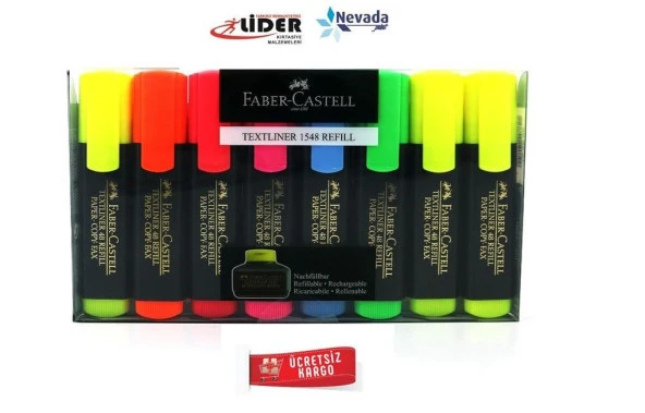 FABER CASTELL 1548 FOSFORLU KALEM TEXTLINER REFILL (6+2) 8Lİ ürün görseli 1