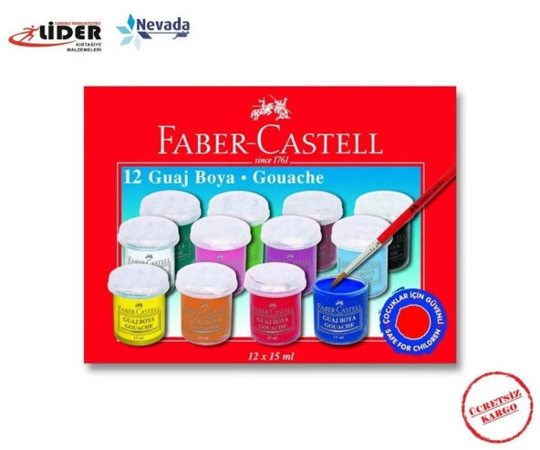 FABER CASTELL GUAJ BOYA 12 RENK ÜCRETSİZ KARGO ürün görseli 1