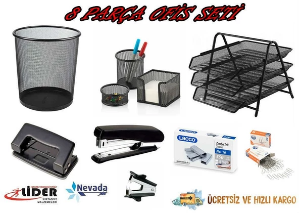 8 PARÇA MASA ÜSTÜ OFİS SETİ ÜCRETSİZ KARGO ürün görseli 1