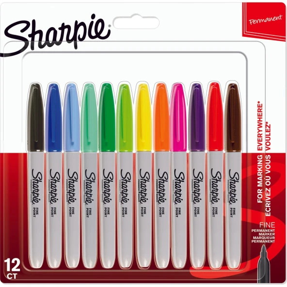 Sharpie Fine Permanent Markör, 12li Karışık Sıcak Renkler ürün görseli 1