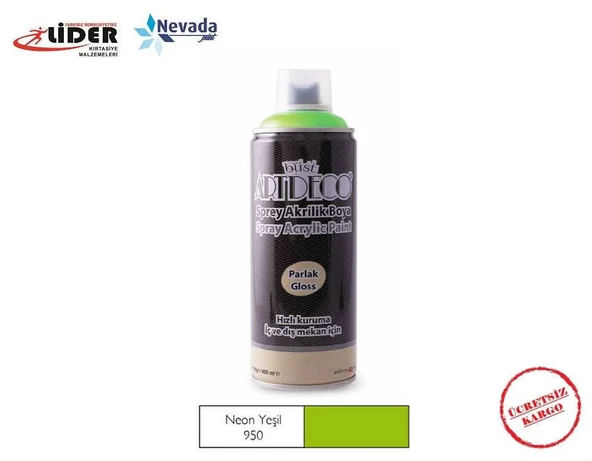 ARTDECO AKRİLİK SPREY BOYA 400 ML NEON YEŞİL Y-400-950 ürün görseli 1
