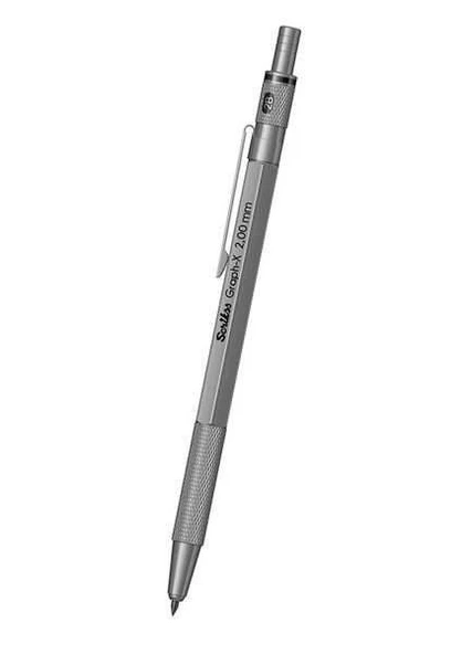 SCRIKSS GRAPH X VERSATİL MEKANİK KURŞUN KALEM 2MM UÇ -GÜMÜŞ GRİ ürün görseli 1