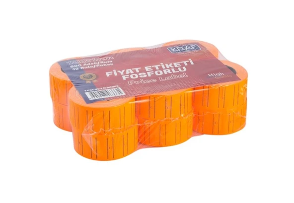 KRAF MOTEX FİYAT ETİKETİ FOSFORLU TURUNCU 12 X 21MM ürün görseli 1