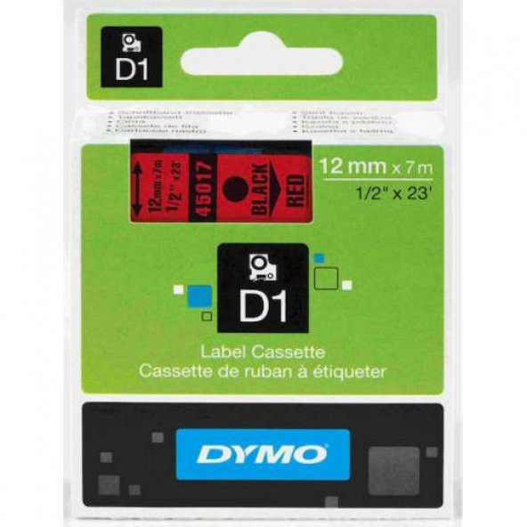 Dymo D1 Şerit 12MM X 7M Kırmızı / Siyah 720570 45017 ürün görseli 1