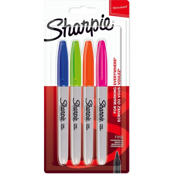 Sharpie Fine Canlı Renkler Permanent Markör 4lü Set ürün görseli 1