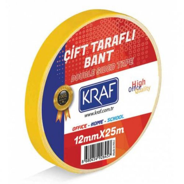 KRAF ÇİFT TARAFLI BANT 12MM X 25 METRE ürün görseli 1