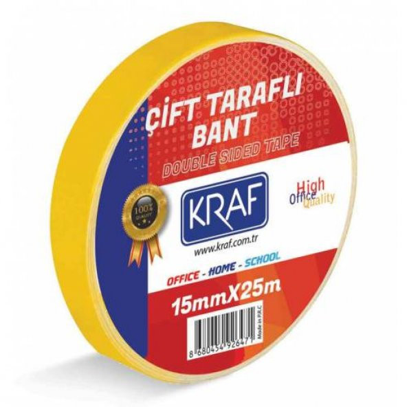 KRAF ÇİFT TARAFLI BANT 15MM X 25 METRE ürün görseli 1
