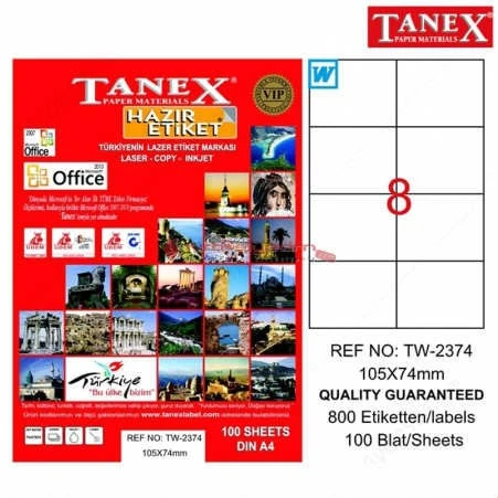Tanex Tw-2374 - 105 X 74 MM Laser Etiket 100 Adet ürün görseli 1