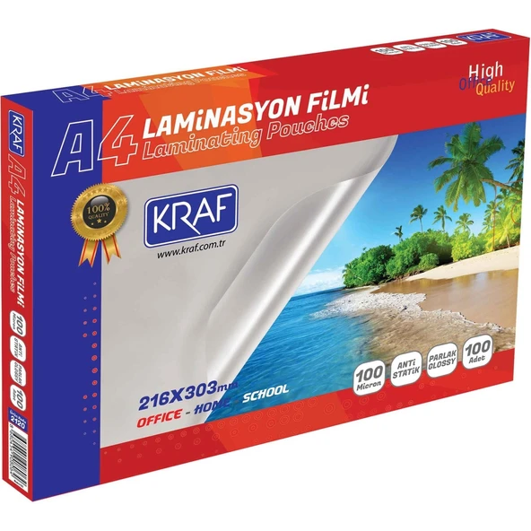 A4 LAMİNASYON FİLMİ - A4 100MIC PARLAK 100LÜ ÜCRETSİZ KARGO ürün görseli 1