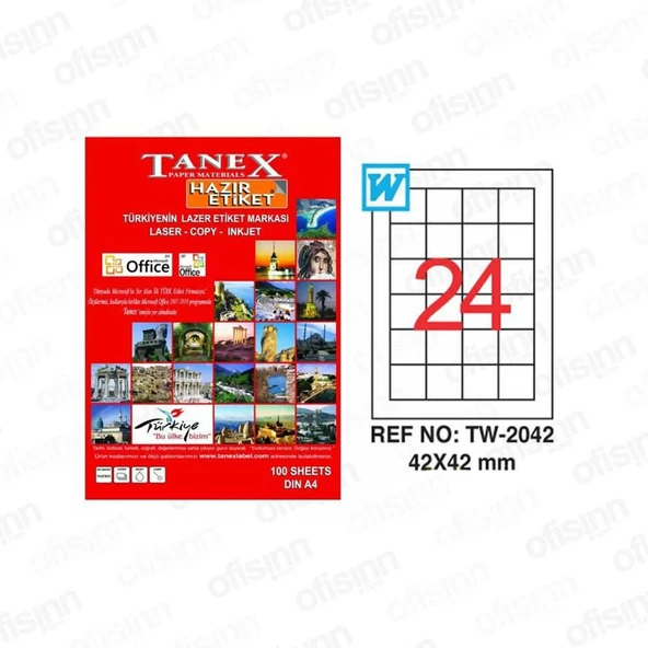 Tanex Tw-2042. 42X42 MM Laser Etiket ürün görseli 1