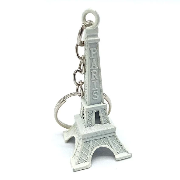 Paris Eyfel Kulesi 3D Metal Anahtarlık Beyaz ürün görseli 1