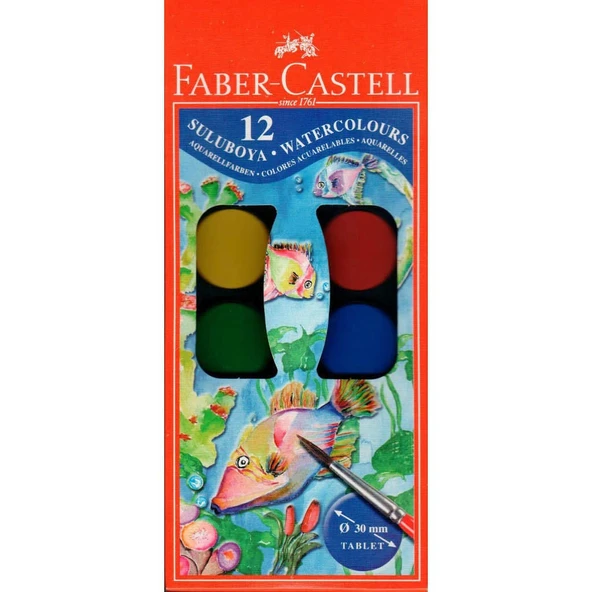 Faber Castell Sulu Boya 12 Renk Büyük Boy Ücretsiz Kargo ürün görseli 1