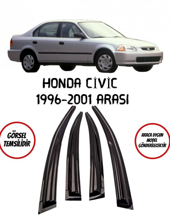 Honda Civic Cam Rüzgarlığı 4lü 1996-2000 Arası ürün görseli 1